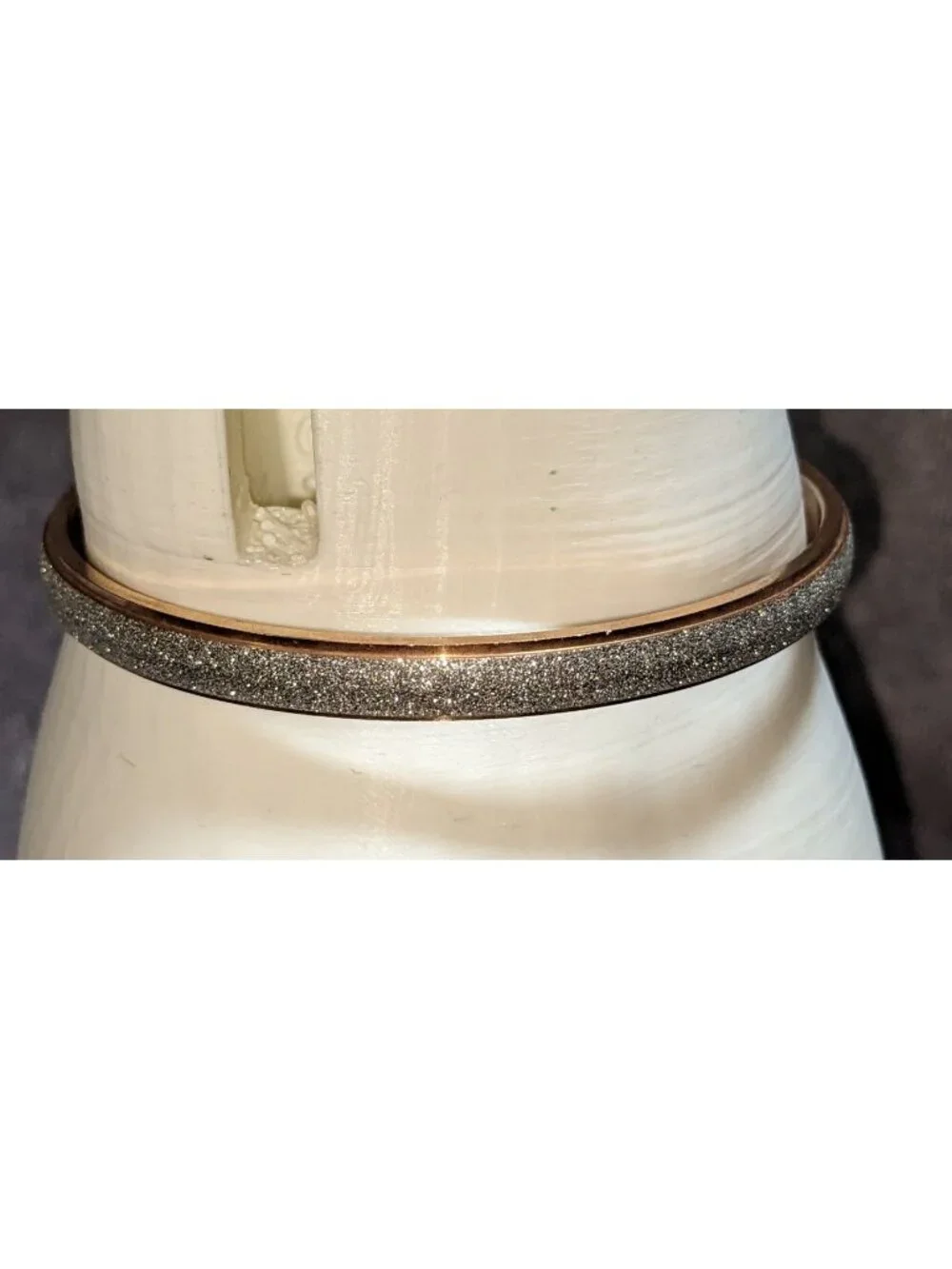 Glam Luxe Signed D Stainless Steel Rose Gold Glitter Bangle Bracelet